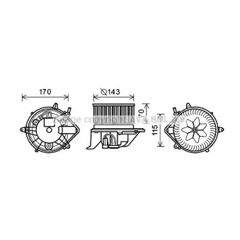 Moteur électrique, pulseur d'air habitacle AVA QUALITY COOLING BW8461
