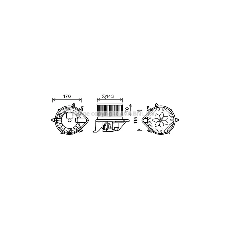 Moteur électrique, pulseur d'air habitacle AVA QUALITY COOLING BW8461