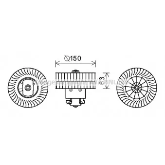 Moteur électrique, pulseur d'air habitacle AVA QUALITY COOLING BW8488