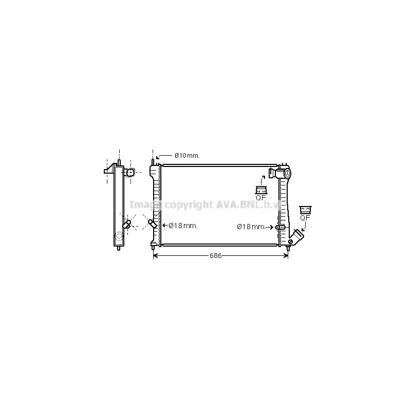 Radiateur, refroidissement du moteur AVA QUALITY COOLING CN2165