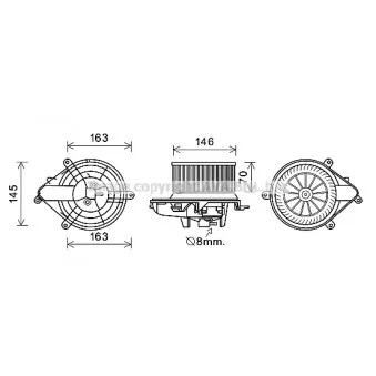 Moteur électrique, pulseur d'air habitacle AVA QUALITY COOLING CN8301