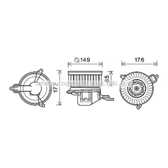Moteur électrique, pulseur d'air habitacle AVA QUALITY COOLING CN8509