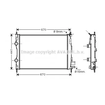 Radiateur, refroidissement du moteur AVA QUALITY COOLING DN2361