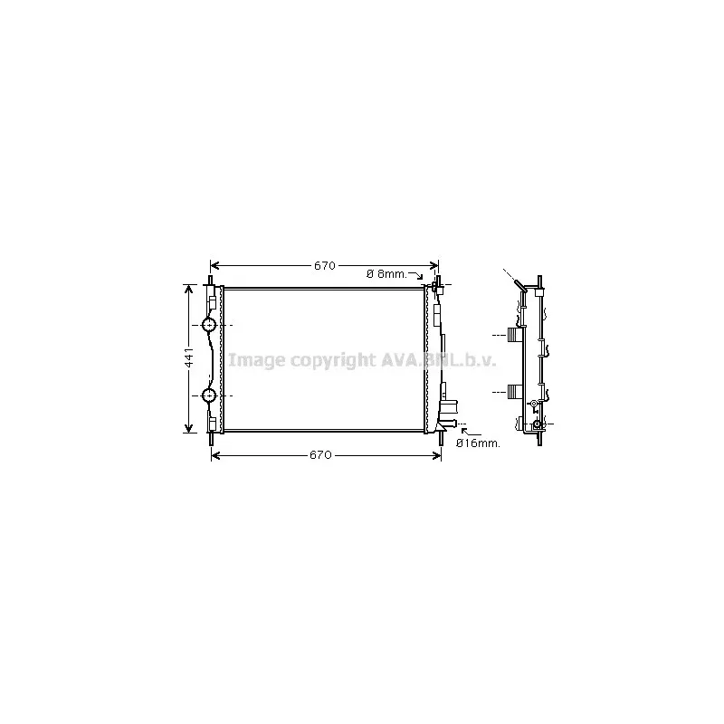 Radiateur, refroidissement du moteur AVA QUALITY COOLING DN2361