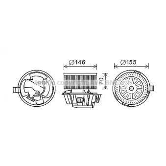 Moteur électrique, pulseur d'air habitacle AVA QUALITY COOLING