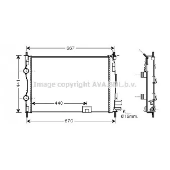 Radiateur, refroidissement du moteur AVA QUALITY COOLING DNA2287