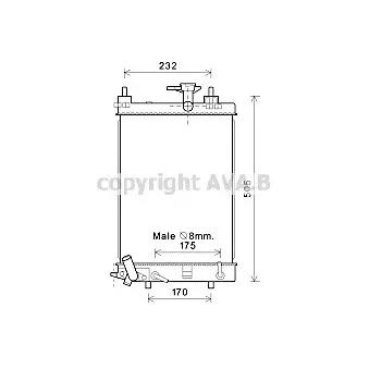 Radiateur, refroidissement du moteur AVA QUALITY COOLING DU2070
