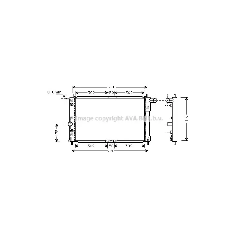 Radiateur, refroidissement du moteur AVA QUALITY COOLING DW2017