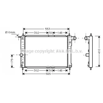 Radiateur, refroidissement du moteur AVA QUALITY COOLING DW2039