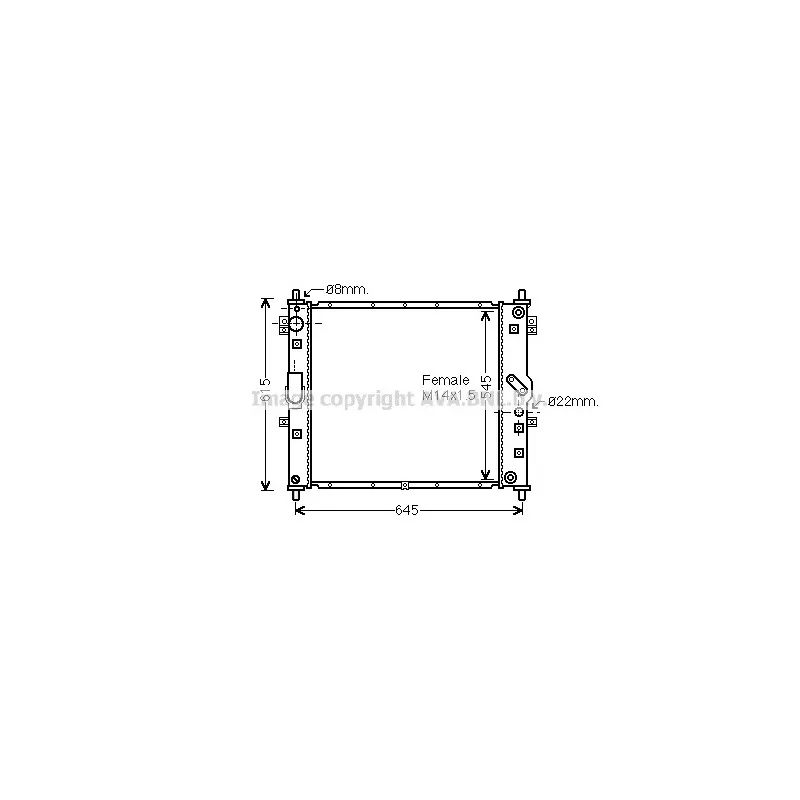 Radiateur, refroidissement du moteur AVA QUALITY COOLING DW2089