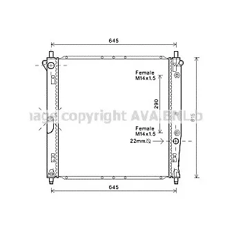Radiateur, refroidissement du moteur AVA QUALITY COOLING DW2125