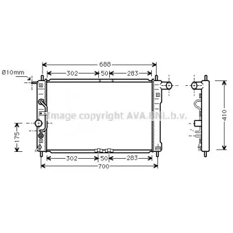 Radiateur, refroidissement du moteur AVA QUALITY COOLING DWA2015