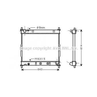 Radiateur, refroidissement du moteur AVA QUALITY COOLING DWA2062