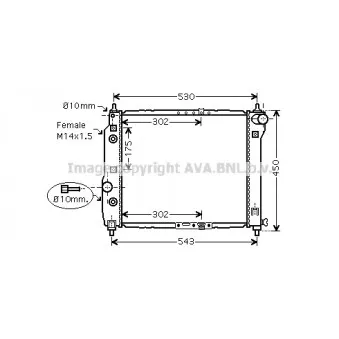 Radiateur, refroidissement du moteur AVA QUALITY COOLING DWA2069