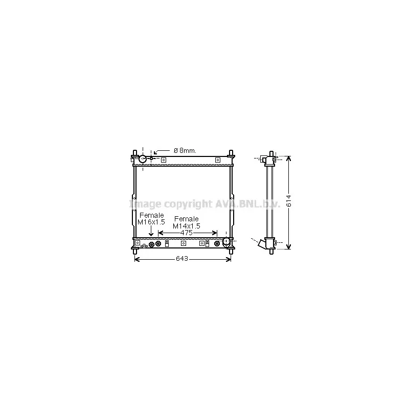 Radiateur, refroidissement du moteur AVA QUALITY COOLING DWA2104