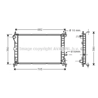 Radiateur, refroidissement du moteur AVA QUALITY COOLING FD2264