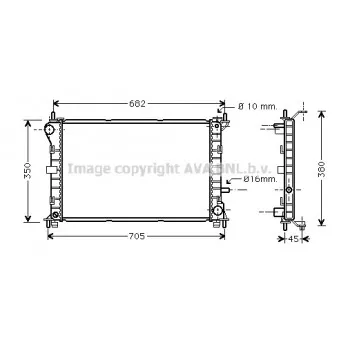 Radiateur, refroidissement du moteur AVA QUALITY COOLING FD2265
