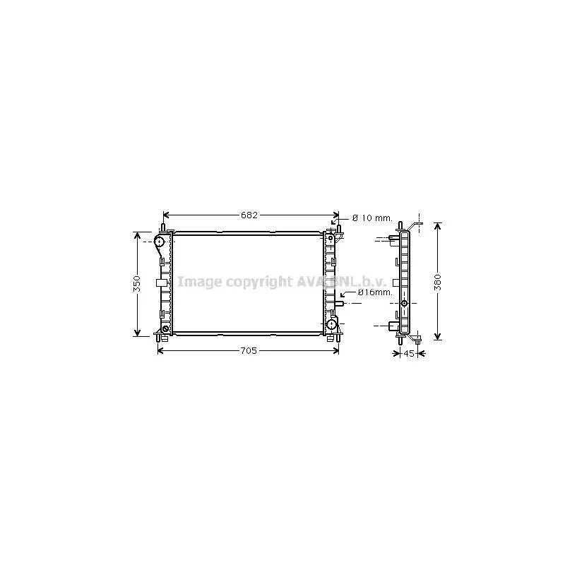 Radiateur, refroidissement du moteur AVA QUALITY COOLING FD2265