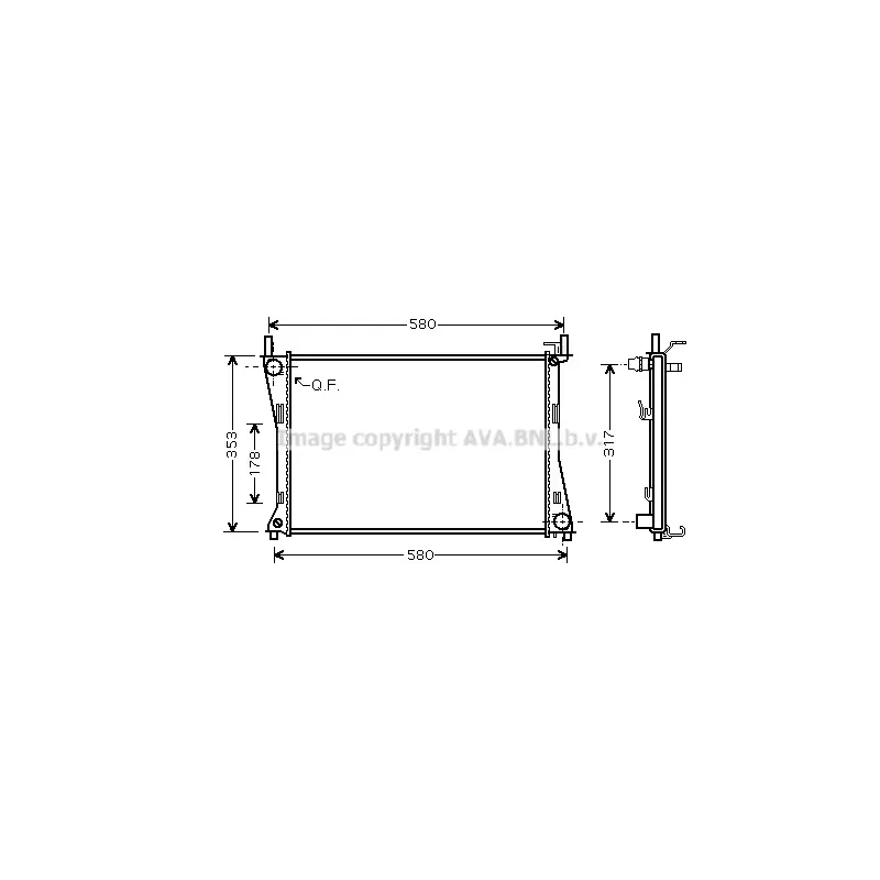 Radiateur, refroidissement du moteur AVA QUALITY COOLING FD2325