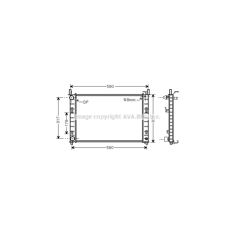 Radiateur, refroidissement du moteur AVA QUALITY COOLING FD2326