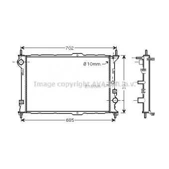 Radiateur, refroidissement du moteur AVA QUALITY COOLING FD2381