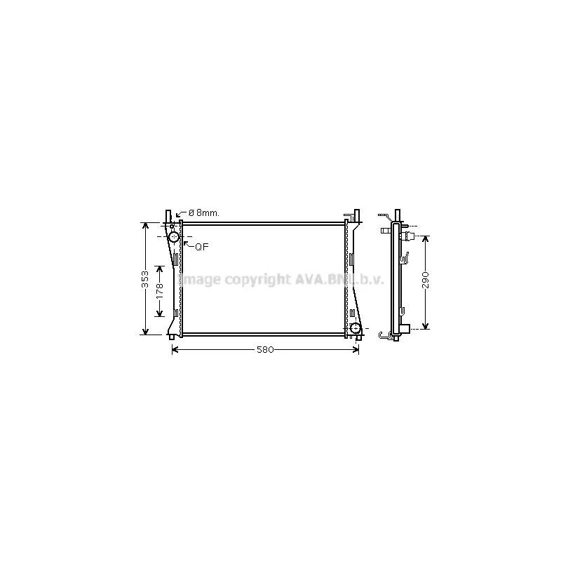 Radiateur, refroidissement du moteur AVA QUALITY COOLING FD2400