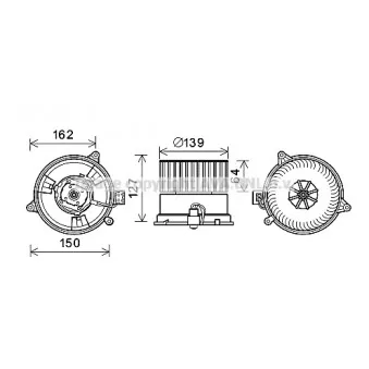 Moteur électrique, pulseur d'air habitacle AVA QUALITY COOLING FD8576