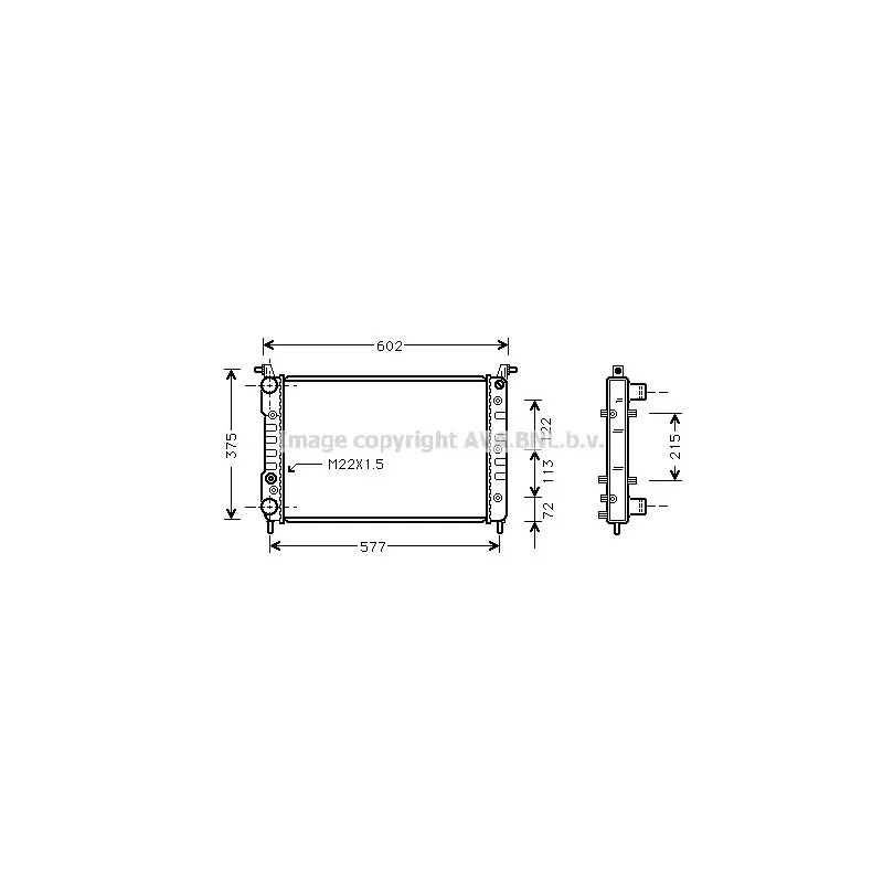 Radiateur, refroidissement du moteur AVA QUALITY COOLING FT2225