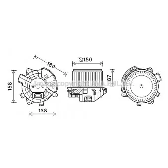 Moteur électrique, pulseur d'air habitacle AVA QUALITY COOLING FT8444
