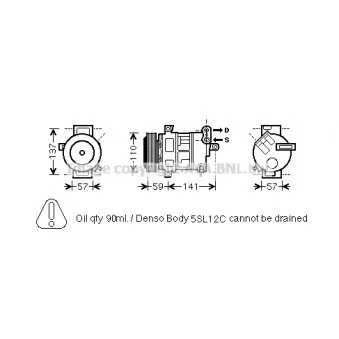 Compresseur, climatisation AVA QUALITY COOLING FTK333