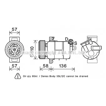 Compresseur, climatisation AVA QUALITY COOLING FTK446