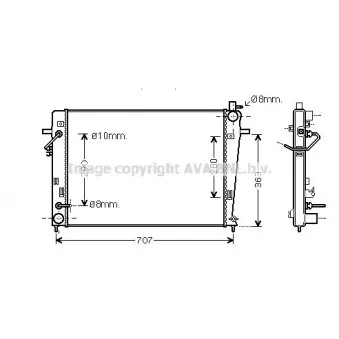 Radiateur, refroidissement du moteur AVA QUALITY COOLING HY2203