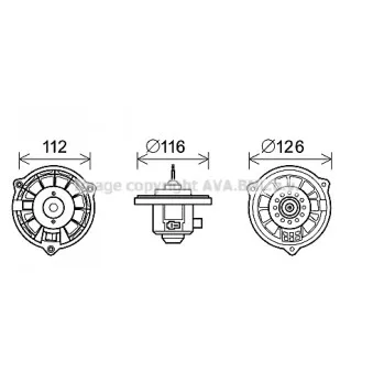 Moteur électrique, pulseur d'air habitacle AVA QUALITY COOLING HY8362