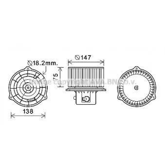 Moteur électrique, pulseur d'air habitacle AVA QUALITY COOLING HY8413