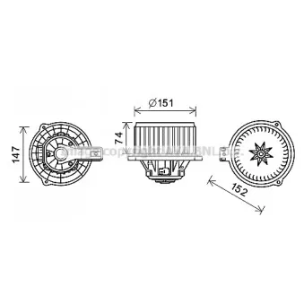 Moteur électrique, pulseur d'air habitacle AVA QUALITY COOLING HY8434