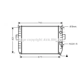 Radiateur, refroidissement du moteur AVA QUALITY COOLING IV2050