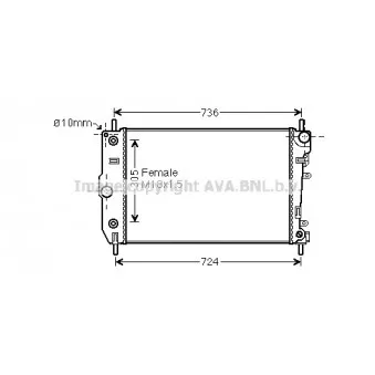 Radiateur, refroidissement du moteur AVA QUALITY COOLING JR2047