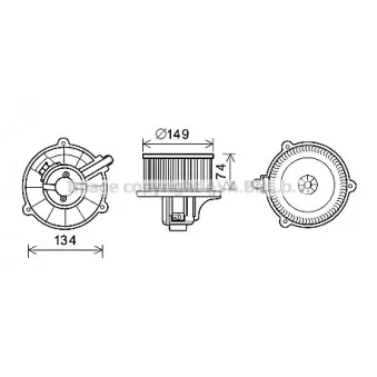 Moteur électrique, pulseur d'air habitacle AVA QUALITY COOLING KA8225