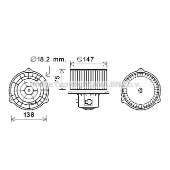 Moteur électrique, pulseur d'air habitacle AVA QUALITY COOLING