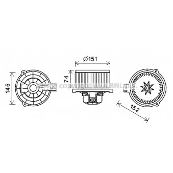 Moteur électrique, pulseur d'air habitacle AVA QUALITY COOLING KA8260