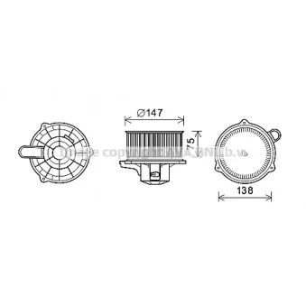Moteur électrique, pulseur d'air habitacle AVA QUALITY COOLING KA8262