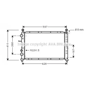 Radiateur, refroidissement du moteur AVA QUALITY COOLING LC2073