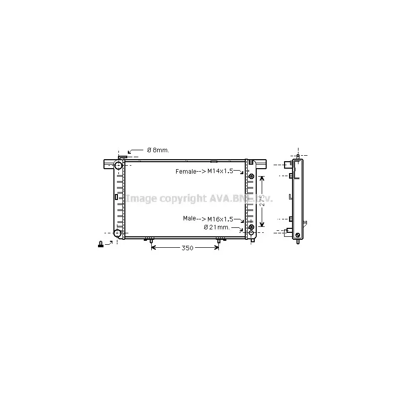 Radiateur, refroidissement du moteur AVA QUALITY COOLING MS2120