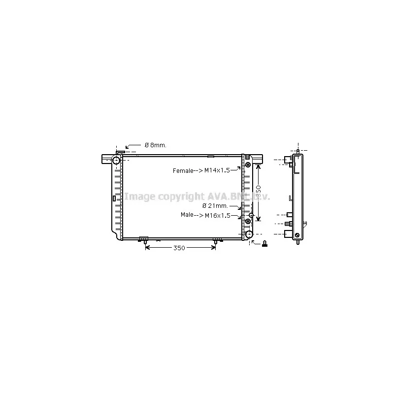 Radiateur, refroidissement du moteur AVA QUALITY COOLING MS2121