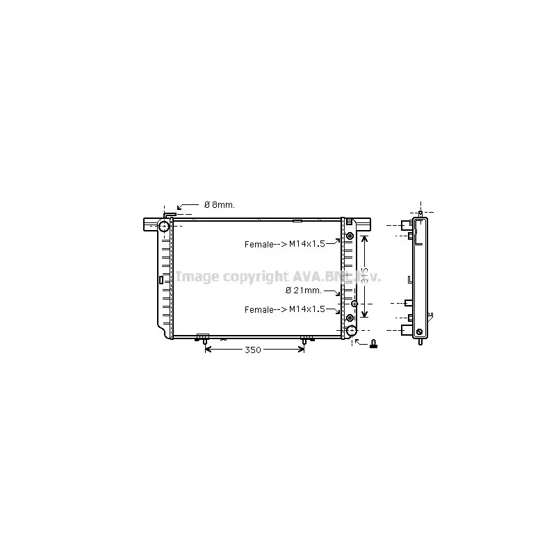 Radiateur, refroidissement du moteur AVA QUALITY COOLING MS2145