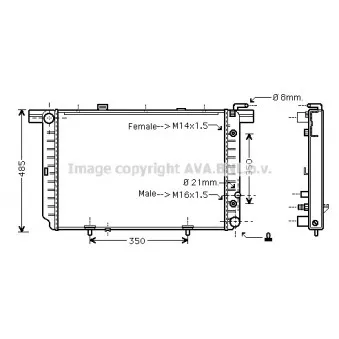 Radiateur, refroidissement du moteur AVA QUALITY COOLING MS2340