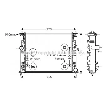 Radiateur, refroidissement du moteur AVA QUALITY COOLING MS2436