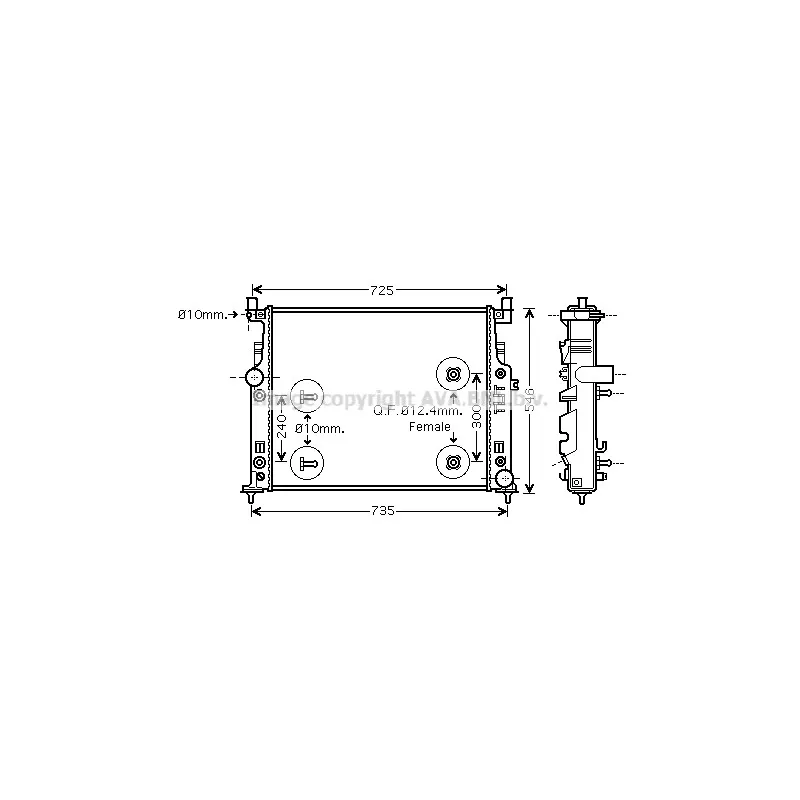 Radiateur, refroidissement du moteur AVA QUALITY COOLING MS2436