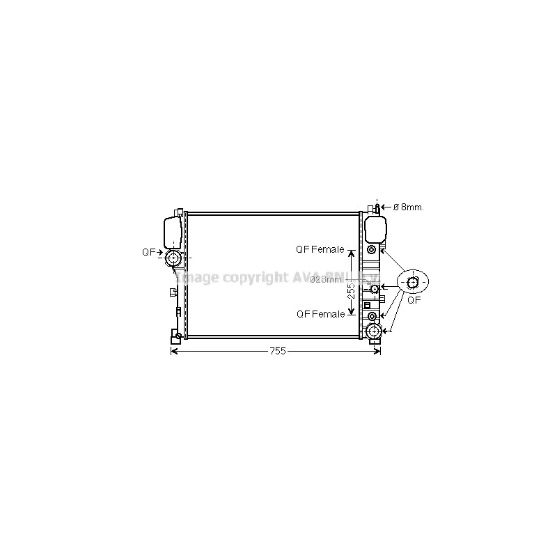 Radiateur, refroidissement du moteur AVA QUALITY COOLING MS2447