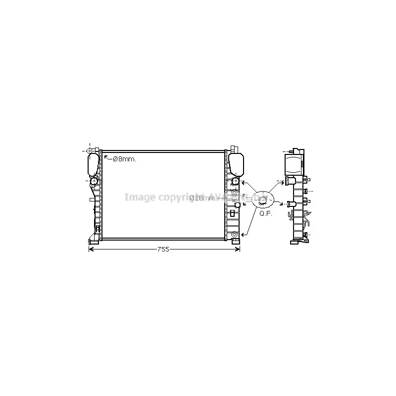 Radiateur, refroidissement du moteur AVA QUALITY COOLING MS2449